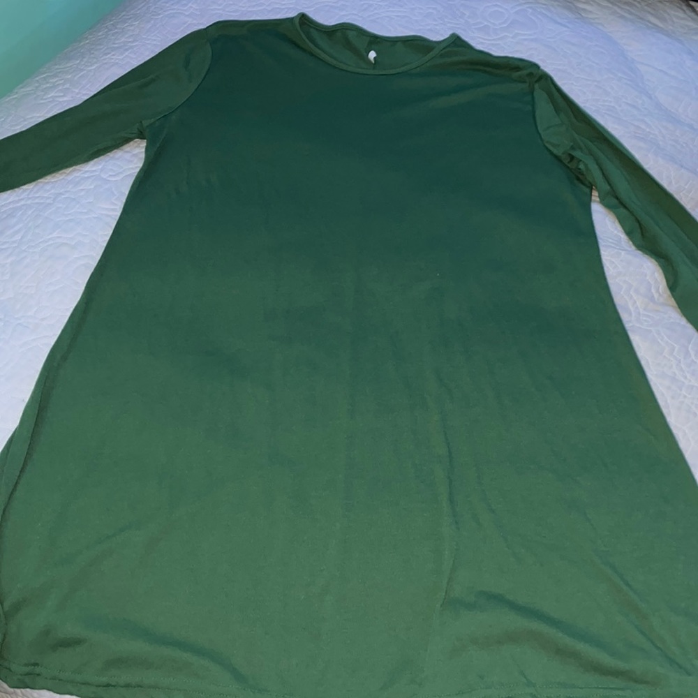 Green, long sleeve dress